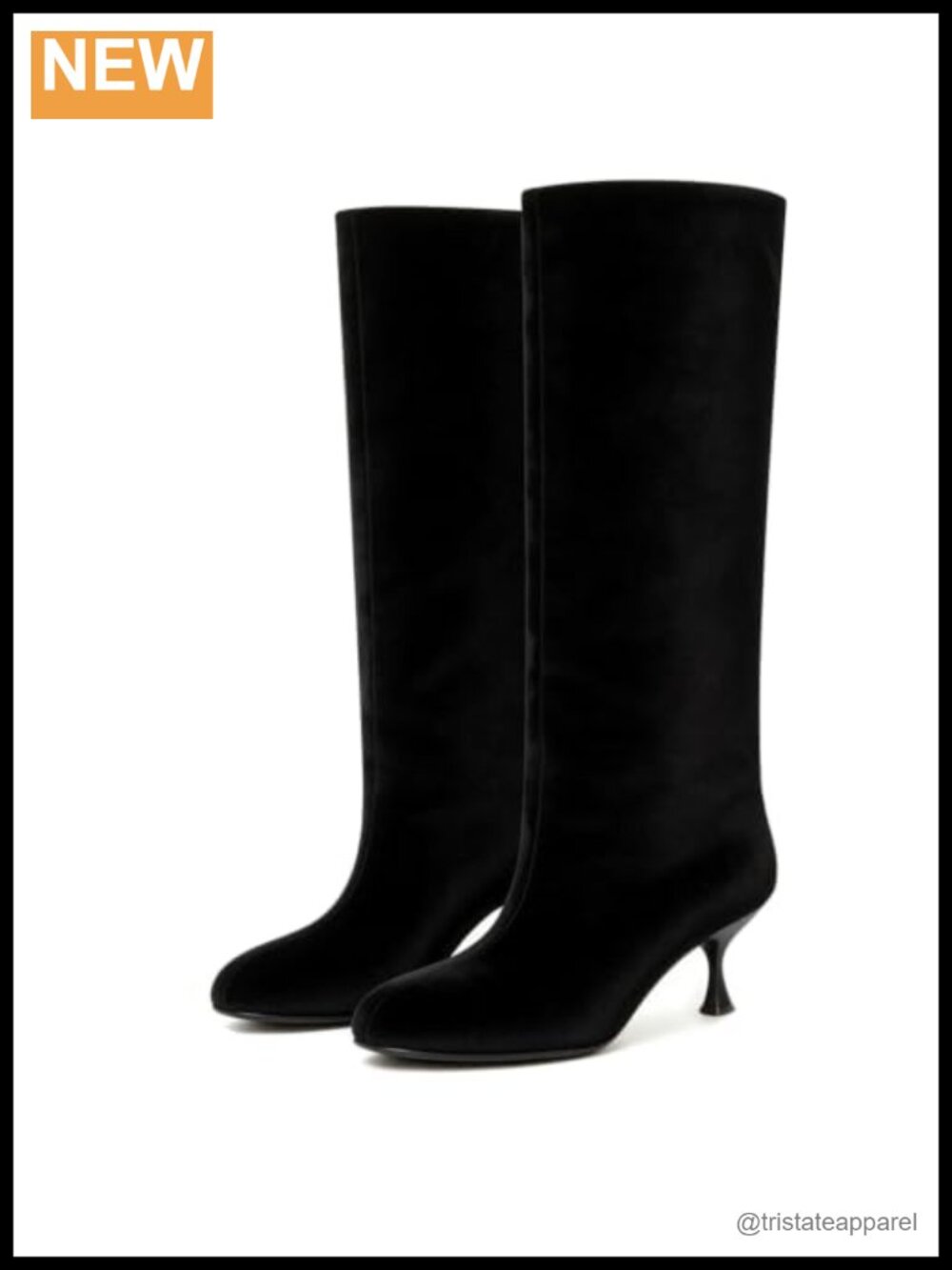 Women's Knee High Wide Calf Kitten Heel Suede Pull-On Boots